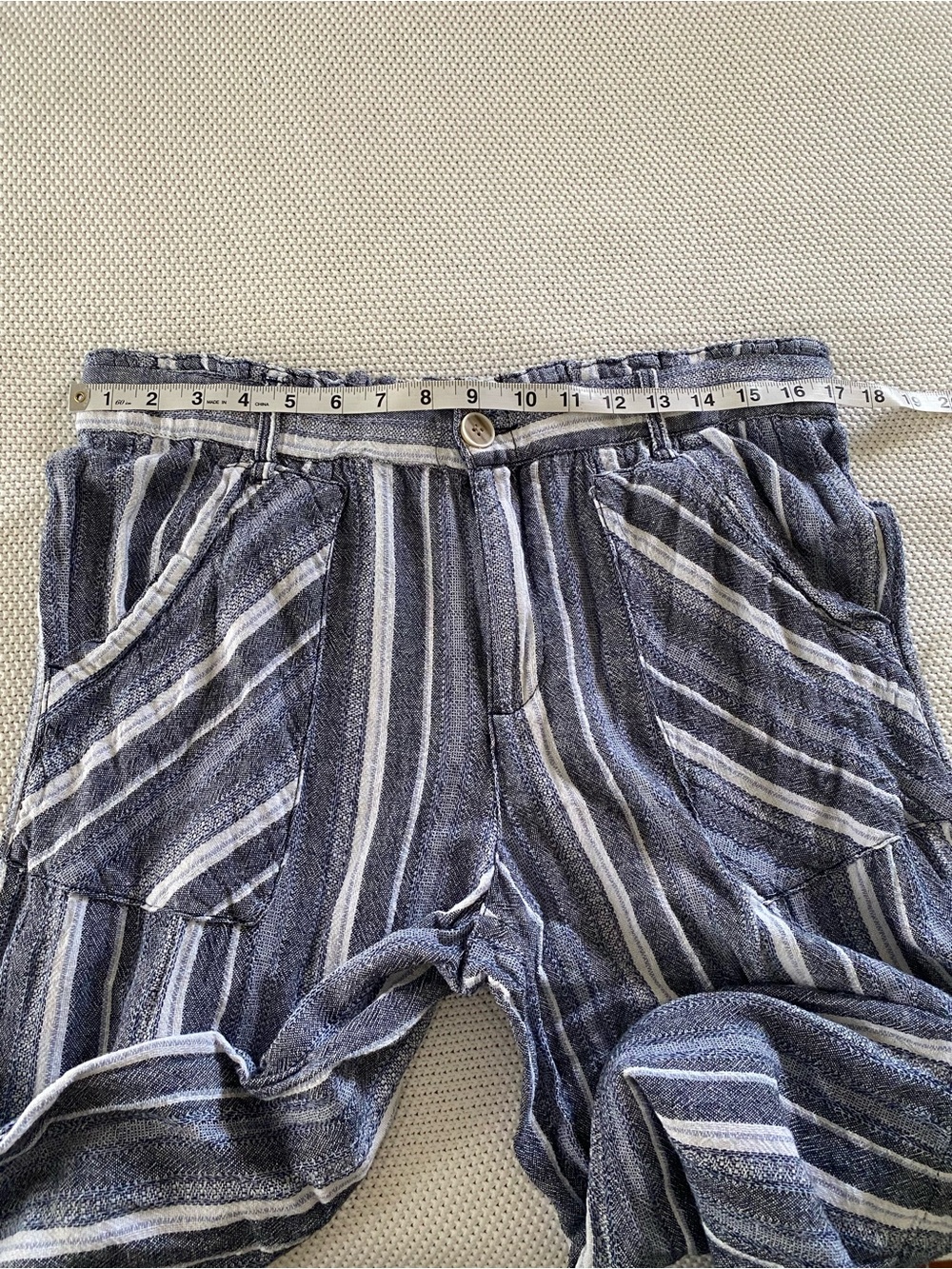 Democracy Linen Blend Striped Cropped Palazzo Pants Large - Picture 13 of 15